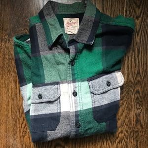 Mens American Eagle Flannel Green/Navy Blue Medium